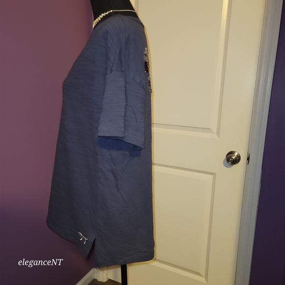 PINK By Victoria's Secret T Shirt in Blue With Sequin Dog Sz: M - Picture 2 of 10